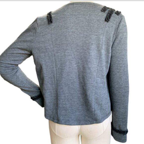 Mystree Asymmetric Zip Jacket Ruffle Accent Sz M Gray #53B - Picture 7 of 10